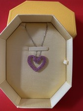 Swarovski Large Heart Pendant Crystal Necklace Rhodium Plated pink New💕❤️