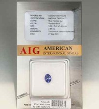 2.84 ct AIG Certified AAA+ Grade Oval (9.5 x 7.5 mm) Loose Tanzanite Gemstone