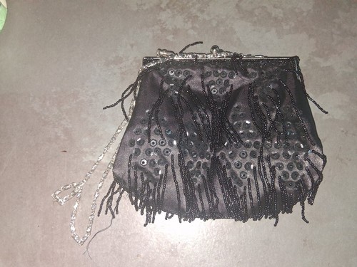 Satin beaded fringe - satin, bag