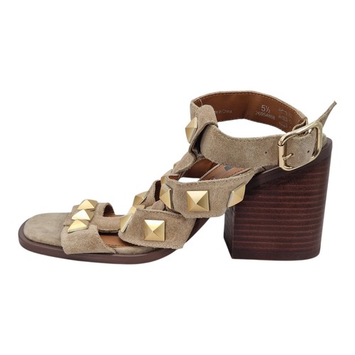 Suede studded block heel - suede,