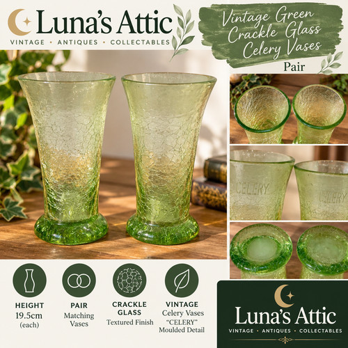 Vintage green crackle - green, glass