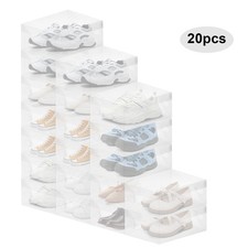 20pcs Clear Plastic Shoe Storage Boxes Stackable Foldable Durable Shoe Organiser