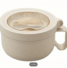 1pc 850ml/29oz Microwave Soup Bowl W/Lid And Handle, Food-Grade Plastic Noodle