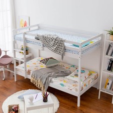 Single Triple Bunk Bed With Ladder, Kids Twin Sleeper, Solid Pine Wood Frame