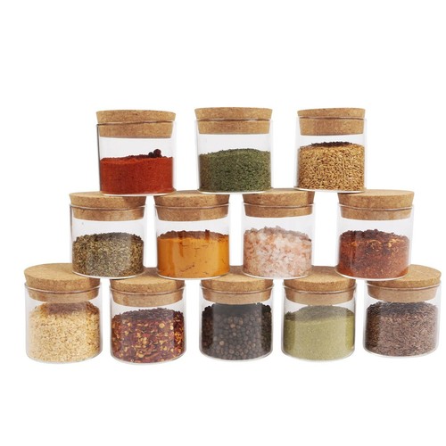 Small glass canister with cork - with,