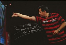 Signed Dennis Priestley Darts Autograph Photo The Menace BDO PDC World Champion