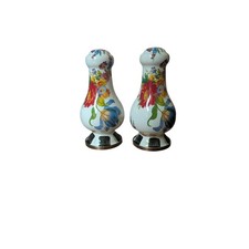 Mackenzie Childs Flower Market Salt Pepper Shakers Black White Checkered Base