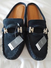 Next Navy Suede Open Back Flat Mule 8/42