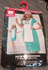 Smiffys Womens Scrub Nurse Costume Dress Mock Apron & Headpiece Size  Medium