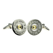 Two Tone Shotgun Cartridge Cap Cufflinks Presented in a Cufflink Box X2N284