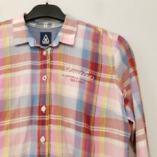 Gaastra Womens Shirt MEDIUM Pink Button-Up Long Sleeve Plaid Check Regular Fit
