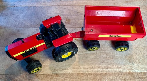 Tonka red tractor trailer - tonka,