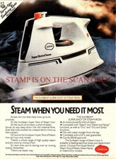 SUNBEAM 'Super-Shot of Steam' Electric Iron ADVERT Vintage 1982 Print Ad 703/95
