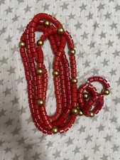 African Nigeria Long Necklace Beads Jewelry, Suitable for Kids 2 Pieces Set.