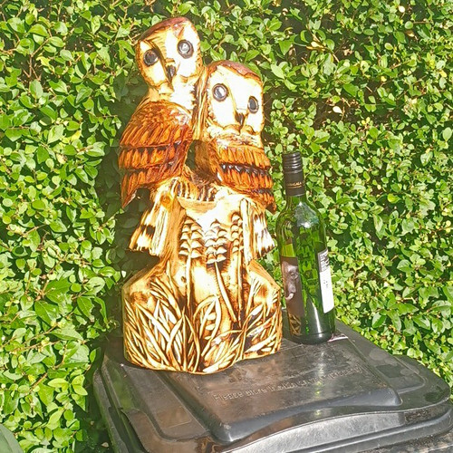 Hand carved wooden owl garden - hand,