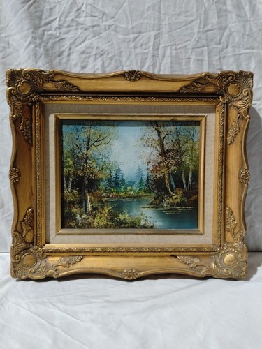 Vintage oil lake landscape - lake,