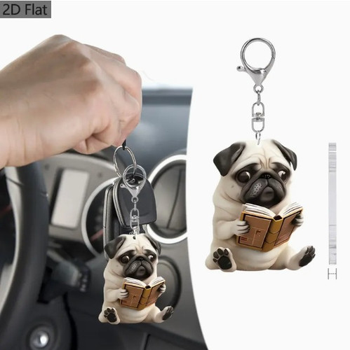 Pug keychain dog novelty - pug,