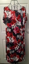 Size 22 Ladies Red Pink Floral Dress Fully Lined - DAVID EMANUEL Occasional Wear