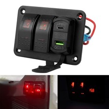2 Gang Red LED Rocker Switch