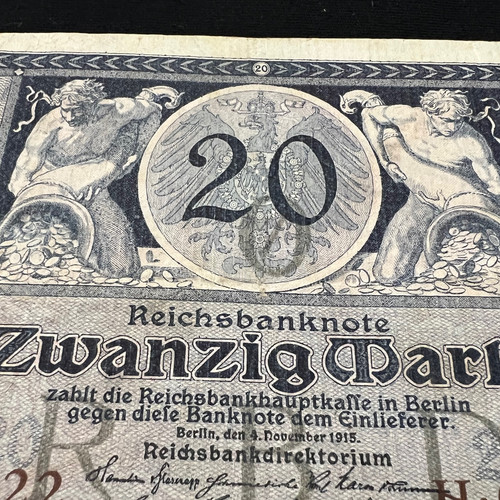 1915 germany mark banknote - 1915, 20