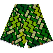 African Fabric Print Ankara 6 Yards Soft 100% Cotton Green Quality Material