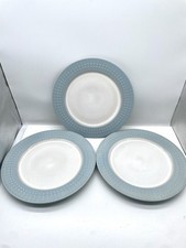 Denby Intro Textured Pale Blue Dinner Plates 11” Duck Egg Spots X 3