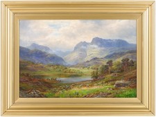 Lake District Landscape Antique Oil Painting by William Lakin Turner (1867-1936)