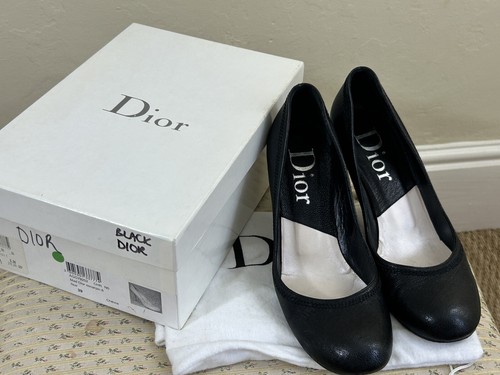 Dior black leather heels pumps - dior,