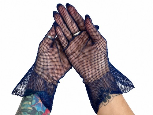 Vintage 30s navy blue - blue, fishnet