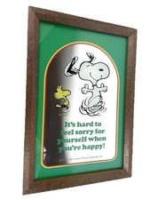 Snoopy Peanuts Vintage Mirror 1965 Wooden Frame Retro Wall Hanging United Featur