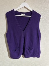 Vintage Peter Hahn Plus Size Purple 100% Virgin Wool Knitted Waistcoat Size 18