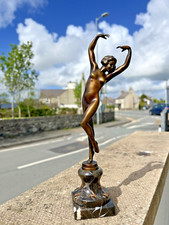 VTG ART DECO STYLE MARBLE METAL VIVIAN NUDE DANCER SCULPTURE AFTER JOSEF LORENZL