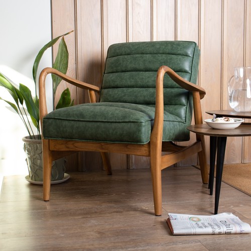 Green faux leather armchair - leather,