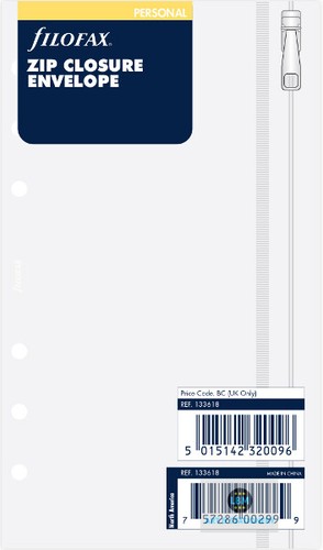 Filofax personal size zip - size,
