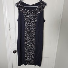 AUTOGRAPH M&S Size 14 navy black work Dress Wedding Races Ascot Outfit Suit a14