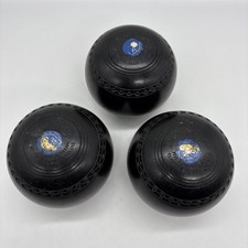 Henselite Set Of 3 Lawn Bowls - Size 6 Medium Classic Deluxe Black