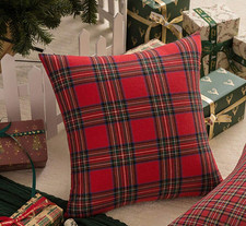 Christmas Scottish Plaid Cushion Cover Festive Xmas Tartan PillowCase Ideal Gift