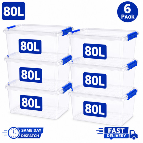 80l clear plastic storage - x,