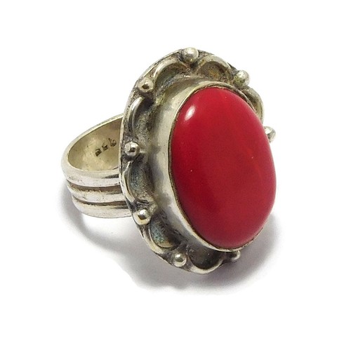 Red coral rings 925 - red,