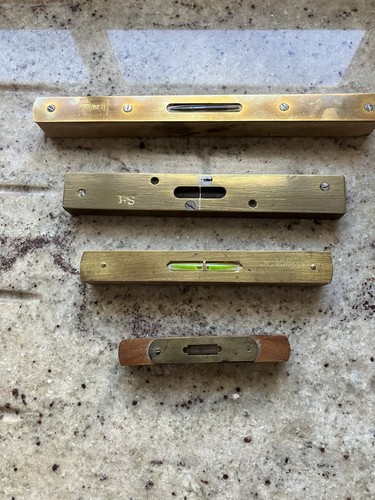 Four antique brass spirit - antique,