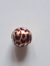 Lovelinks Sterling silver 925 Leopard Print Murano Glass  bracelet charm Bead