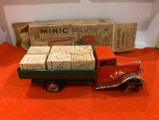 Triang Minic chrome , red and green Timber lorry with load and worn box