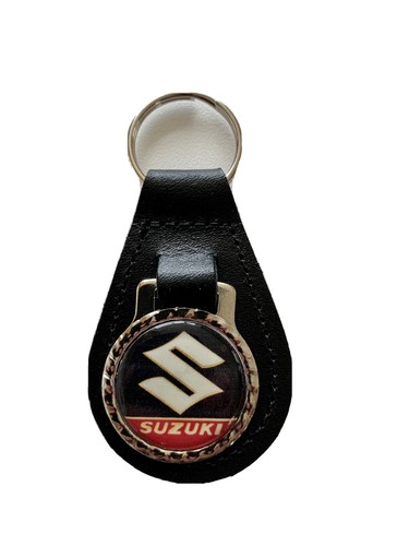 Black leather keyring fob - black,