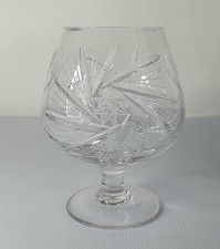 Vintage Oversized Pinwheel Cut Crystal Vase Brandy Glass Shaped Flower Bowl 7.5"