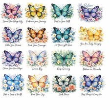 9x Butterfly Stickers Rub on