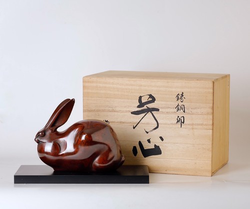Japanese bronze rabbit okimono - japanese,