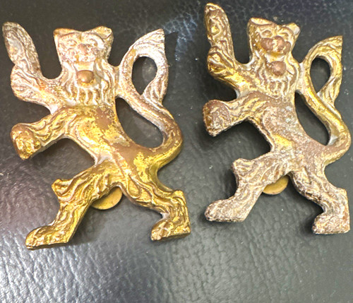 Pair antique brass - pair, lion