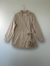 Free People wrap in you Striped top Front Tie Surplice Neck Sepia Pink Size S