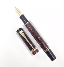 Parker Duofold Centennial Maroon Marble Fountain Pen, 18k Gold Nib, VGC
