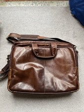 Rowallan Handmade Fine Leather Brief Case Laptop Travel Bag Satchel Brown